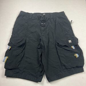 Marithe Francois Girbaud Utility Cargo Shorts 34 Black Street Skate Grunge FADE